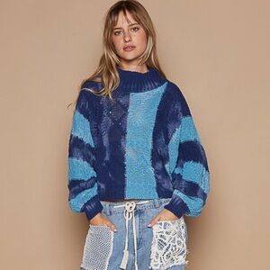 POL STRIPE OPEN KNIT DISTRESSED COLOR SWEATER ❤️NEW COLLECTION IN STORES❤️